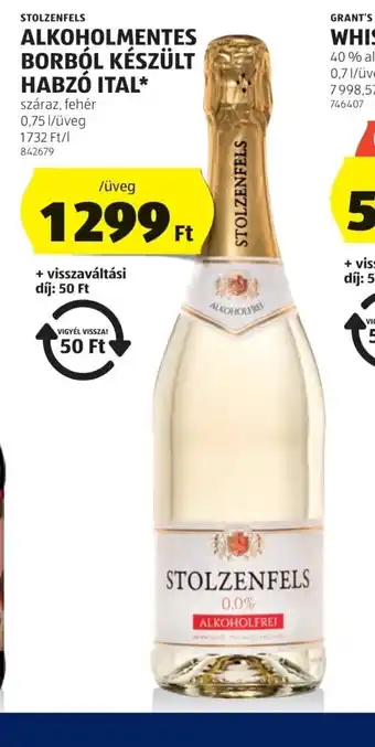 ALDI Stolzenfels Alkohololmentes Borbl Készült Habz Ital ajánlat