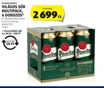 ALDI Pilsner Urquell Világos Sör Multipack ajánlat