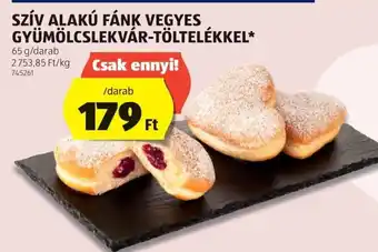 ALDI Szív alakú fánk vegyes gyümölcskrém-töltelékkel ajánlat