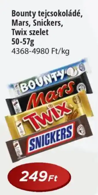 Real Bounty tejcsokoládé, Mars, Snickers, Twix szelet ajánlat