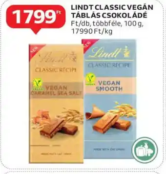 Auchan Lindt classic vegán táblás csokoládé ajánlat