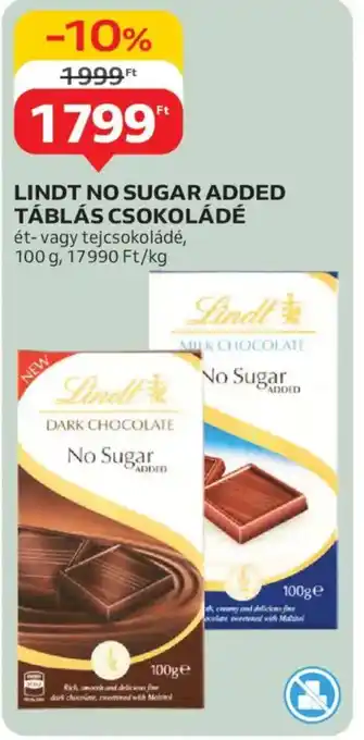 Auchan Lindt no sugar added táblás csokoládé ajánlat