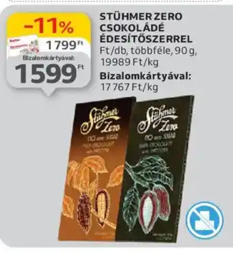 Auchan Stühmer zero csokoládé édesítőszerrel ajánlat