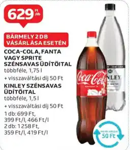 Auchan Coca-cola, fanta vagy sprite szénsavas üdítőital, kinley szénsavas üdítőital ajánlat