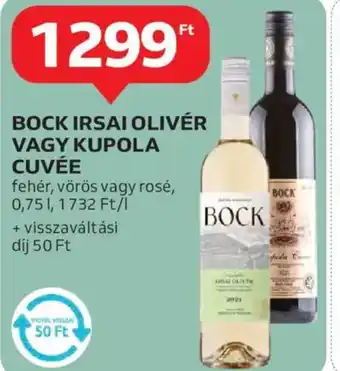 Auchan Bock irsai olivér vagy kupola cuvée ajánlat