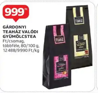 Auchan Gárdonyi teaház valódi gyümölcstea ajánlat