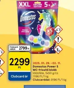 Tesco Domestos Power 3 WC-frissítő blokk ajánlat