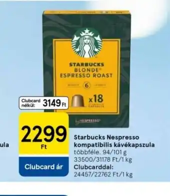 Tesco Starbucks Nespresso Kompatibilis Kávékapszula ajánlat