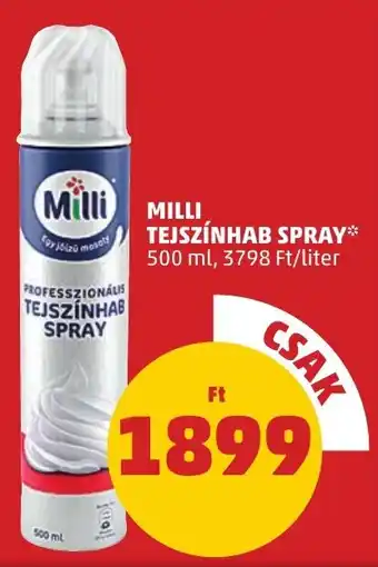 PENNY Milli Tejszínhab spray ajánlat