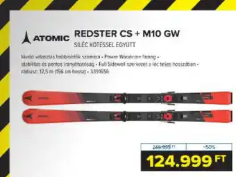 Hervis Atomic Redster cs + m10 gw síléc kötéssel ajánlat