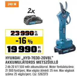 Obi Hyundai,,hyd-7030-20vbl" akkumulátoros ajánlat