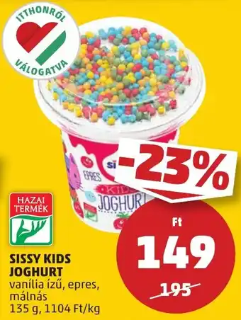 PENNY Sissy kids joghurt ajánlat