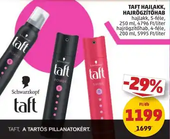 PENNY Taft hajlakk, hajrögzítőhab ajánlat