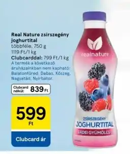 Tesco Real Nature zsírszegény joghurt ital ajánlat