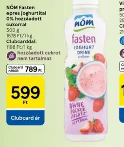 Tesco NÖM Fasten epres joghurttal 0% hozzáadott cukorral ajánlat