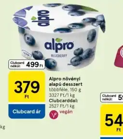 Tesco Alpro növényi alapú desszert ajánlat