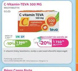 Kulcs Patika C-vitamin-teva 500 mg rágtabletta ajánlat