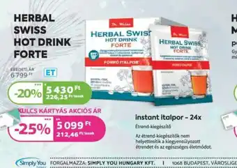 Kulcs Patika Herbal Swiss Hot Drink Forte ajánlat