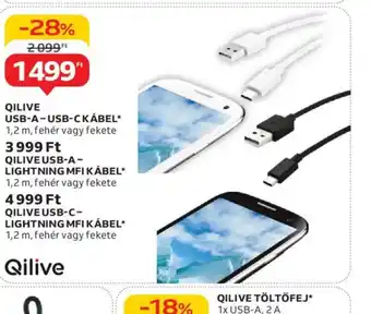 Auchan Qilive USB-AUSB-C kábel / Qilive USB-ALightning MFi kábel ajánlat