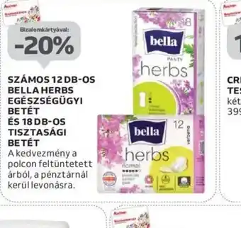 Auchan Számos 12 db-os Bella Herbs egészségügyi betét és 18 db-os tisztasági betét ajánlat