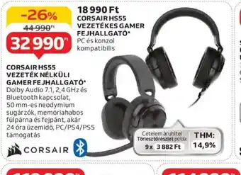 Auchan Corsair HS55 Vezeték nélküli Gamer Fejhallgat ajánlat