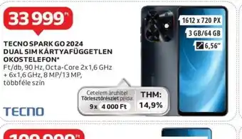 Auchan TECNO Spark Go 2024 Dual SIM kártyafüggetlen okostelefon ajánlat