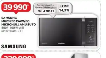 Auchan Samsung MG23K3515AW/EO Mikrohullámú MIKROHULLÁMÚ SÜTŐTHM: 14,9% ajánlat