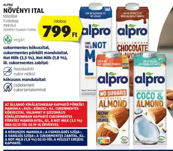 ALDI Alpro növényi ital ajánlat