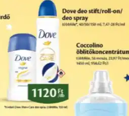 EcoFamily Dove deo stift/roll-on/deo spray és Coccolino öblítőkoncentrátum ajánlat