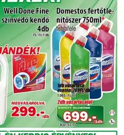 Vianni Drogéria Well Done Fine színvédő kendő + Domestos fertőtlenítőszer ajánlat