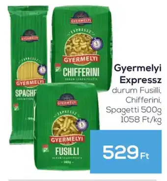 GRoby Gyermelyi Expressz durum Fusilli, Chifferini, Spagetti ajánlat