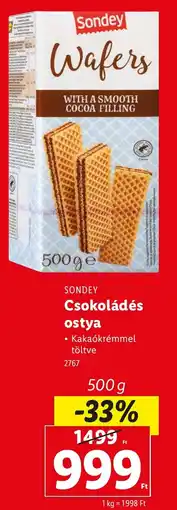 Lidl SONDEY Csokoládés ostya ajánlat