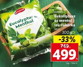 Lidl AMANIE Eukaliptusz és mentol ízű cukorka ajánlat