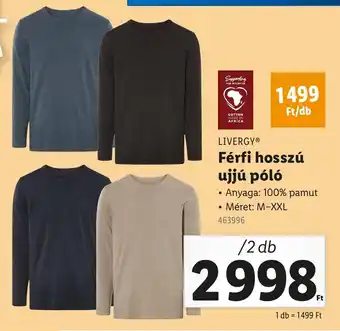 Lidl LIVERGY Férfi hosszú ujjú póló ajánlat