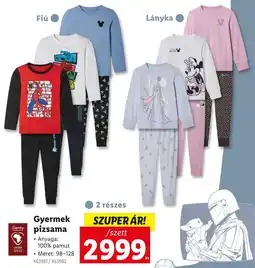 Lidl Gyermek pizsama ajánlat