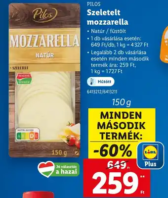 Lidl PILOS Szeletelt mozzarella ajánlat