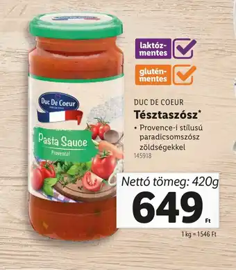 Lidl DUC DE COEUR Tésztaszósz ajánlat