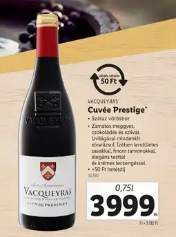 Lidl VACQUEYRAS Cuvée Prestige ajánlat