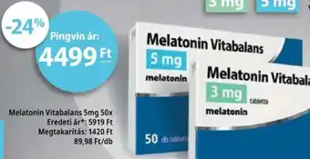 Pingvin Patika Melatonin Vitabalans 5 mg ajánlat