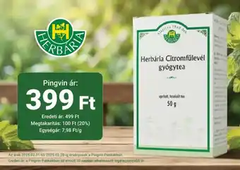 Pingvin Patika Herbária Citromfűlevél gyógytea ajánlat