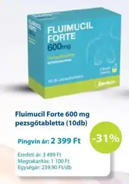 Pingvin Patika Fluimucil Forte 600 mg pezsgőtabletta ajánlat