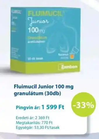 Pingvin Patika Fluimucil Junior 100 mg granulátum ajánlat