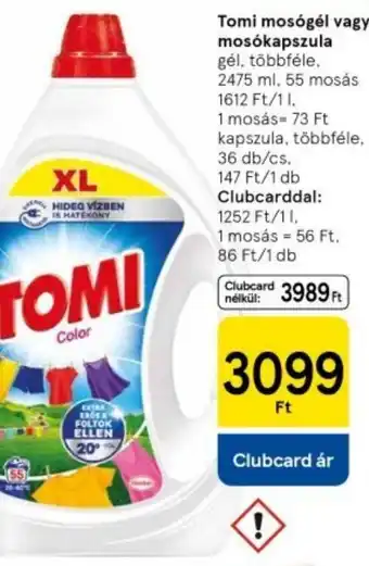 Tesco Tomi mosógél / mosókapszula ajánlat