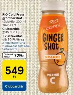 Tesco RIO Cold Press gyömbérshot ajánlat