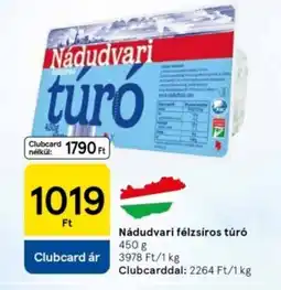 Tesco Nádudvari félzsíros túró ajánlat