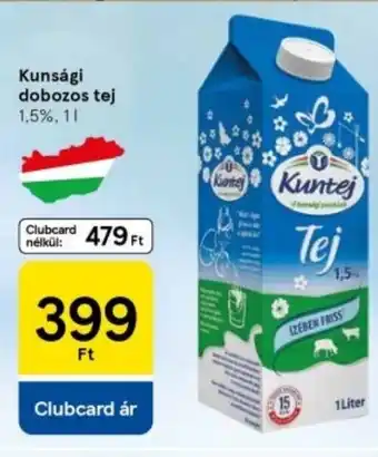 Tesco Kunsági dobozos tej 1,5% ajánlat