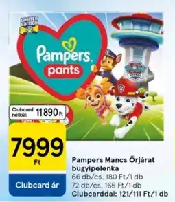 Tesco Pampers Mancs Őrjárat bugyipelenka ajánlat