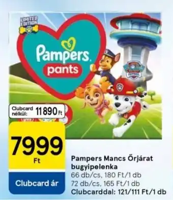 Tesco Pampers Mancs Őrjárat bugyipelenka ajánlat