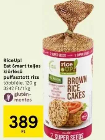 Tesco RiceUp! Eat Smart teljes kiőrlésű puffasztott rizs ajánlat