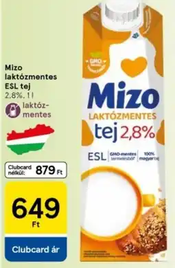 Tesco Mizo laktózmentes ESL tej 2.8% ajánlat